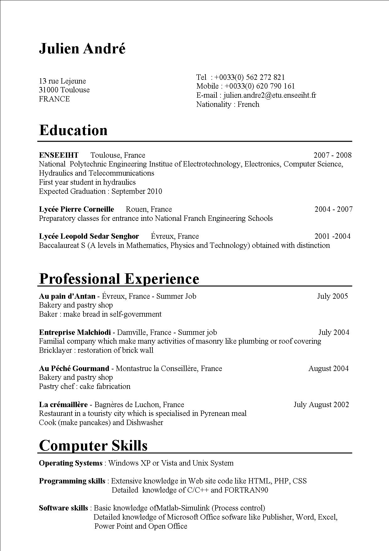 job application letter with cv